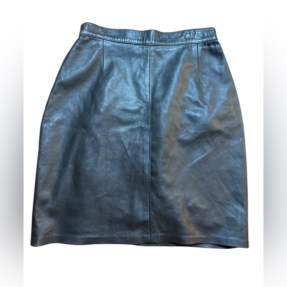 Vintage Chic Brown Faux‎ Leather Skirt Womens size 26 / Small